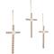 Light Brown Wood Carved Beaded Crosses Biblical Wall Decor with Rope Hanger Set of 3 7", 19"